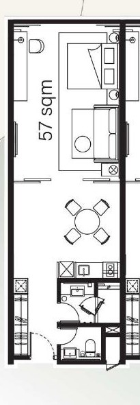 Type C Floorplan 614 sqft